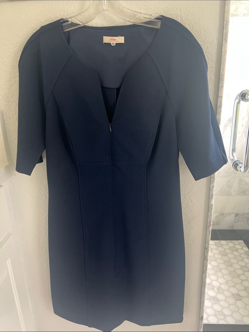 Trina Turk Navy Structured Midi Dress
